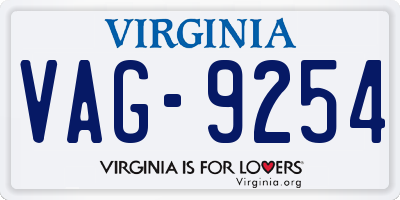 VA license plate VAG9254