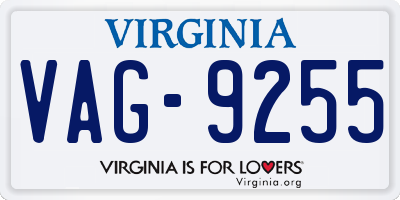 VA license plate VAG9255