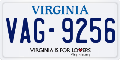 VA license plate VAG9256