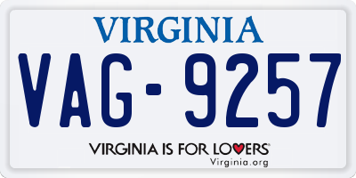 VA license plate VAG9257