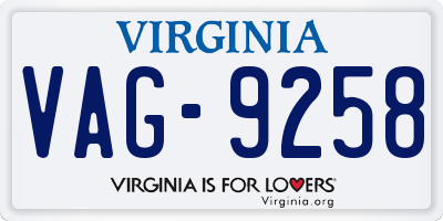 VA license plate VAG9258