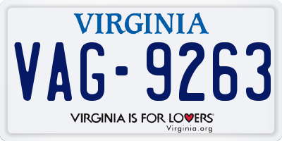 VA license plate VAG9263