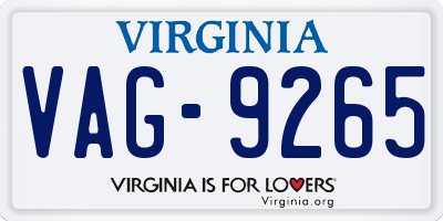 VA license plate VAG9265