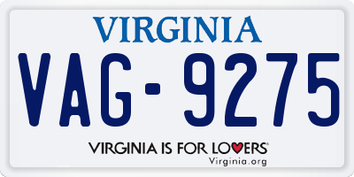 VA license plate VAG9275