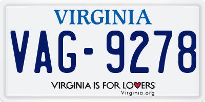 VA license plate VAG9278