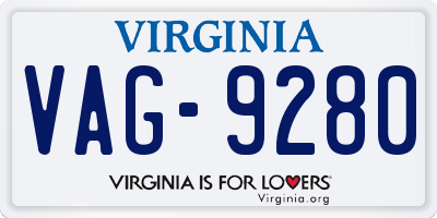 VA license plate VAG9280