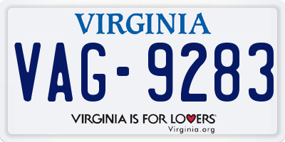 VA license plate VAG9283
