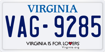 VA license plate VAG9285