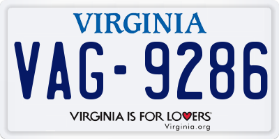 VA license plate VAG9286