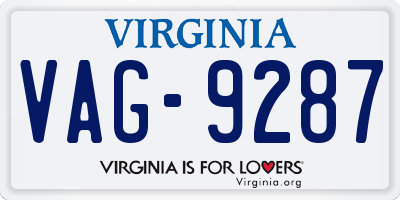 VA license plate VAG9287