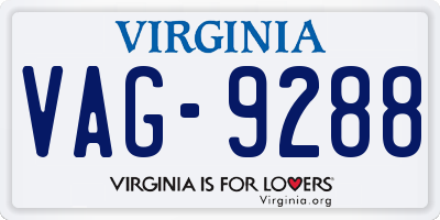 VA license plate VAG9288