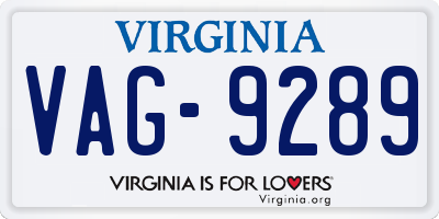 VA license plate VAG9289