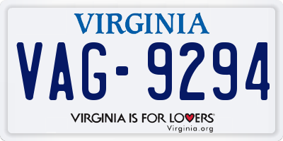 VA license plate VAG9294