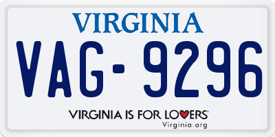 VA license plate VAG9296