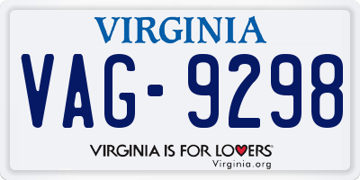 VA license plate VAG9298