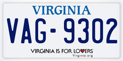 VA license plate VAG9302