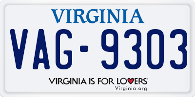 VA license plate VAG9303