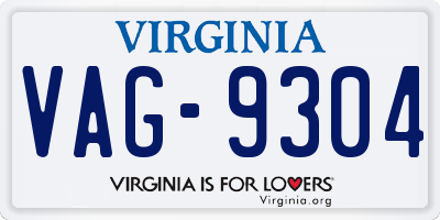 VA license plate VAG9304