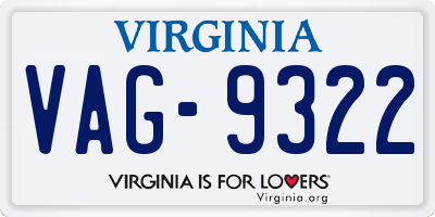 VA license plate VAG9322