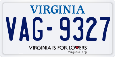 VA license plate VAG9327