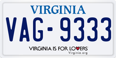VA license plate VAG9333
