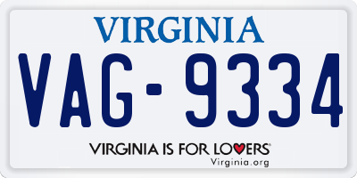 VA license plate VAG9334