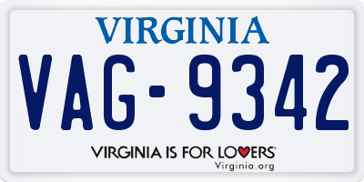 VA license plate VAG9342
