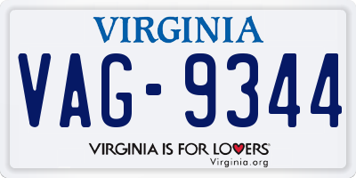 VA license plate VAG9344
