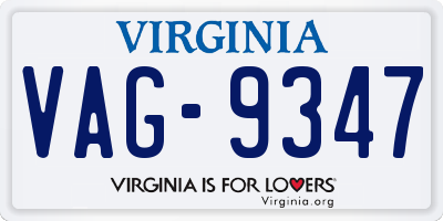 VA license plate VAG9347