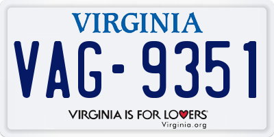 VA license plate VAG9351