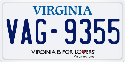 VA license plate VAG9355