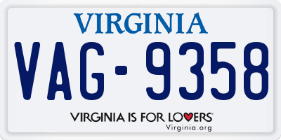 VA license plate VAG9358
