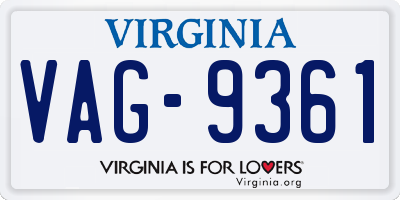 VA license plate VAG9361