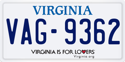 VA license plate VAG9362