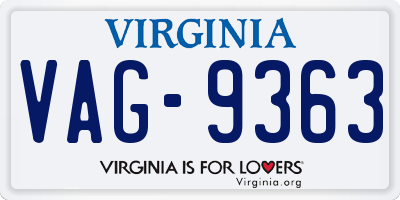 VA license plate VAG9363