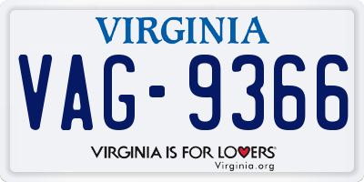 VA license plate VAG9366