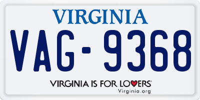 VA license plate VAG9368