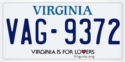 VA license plate VAG9372