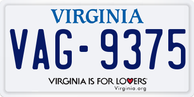 VA license plate VAG9375