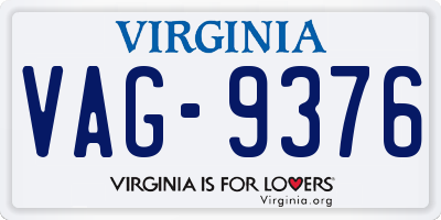 VA license plate VAG9376