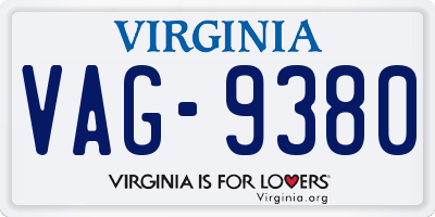 VA license plate VAG9380