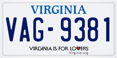 VA license plate VAG9381
