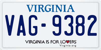 VA license plate VAG9382