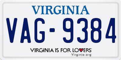 VA license plate VAG9384