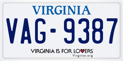 VA license plate VAG9387