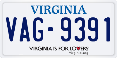VA license plate VAG9391