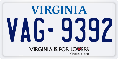 VA license plate VAG9392
