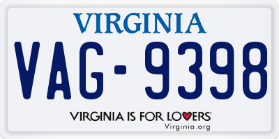 VA license plate VAG9398