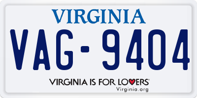 VA license plate VAG9404