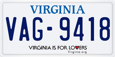 VA license plate VAG9418